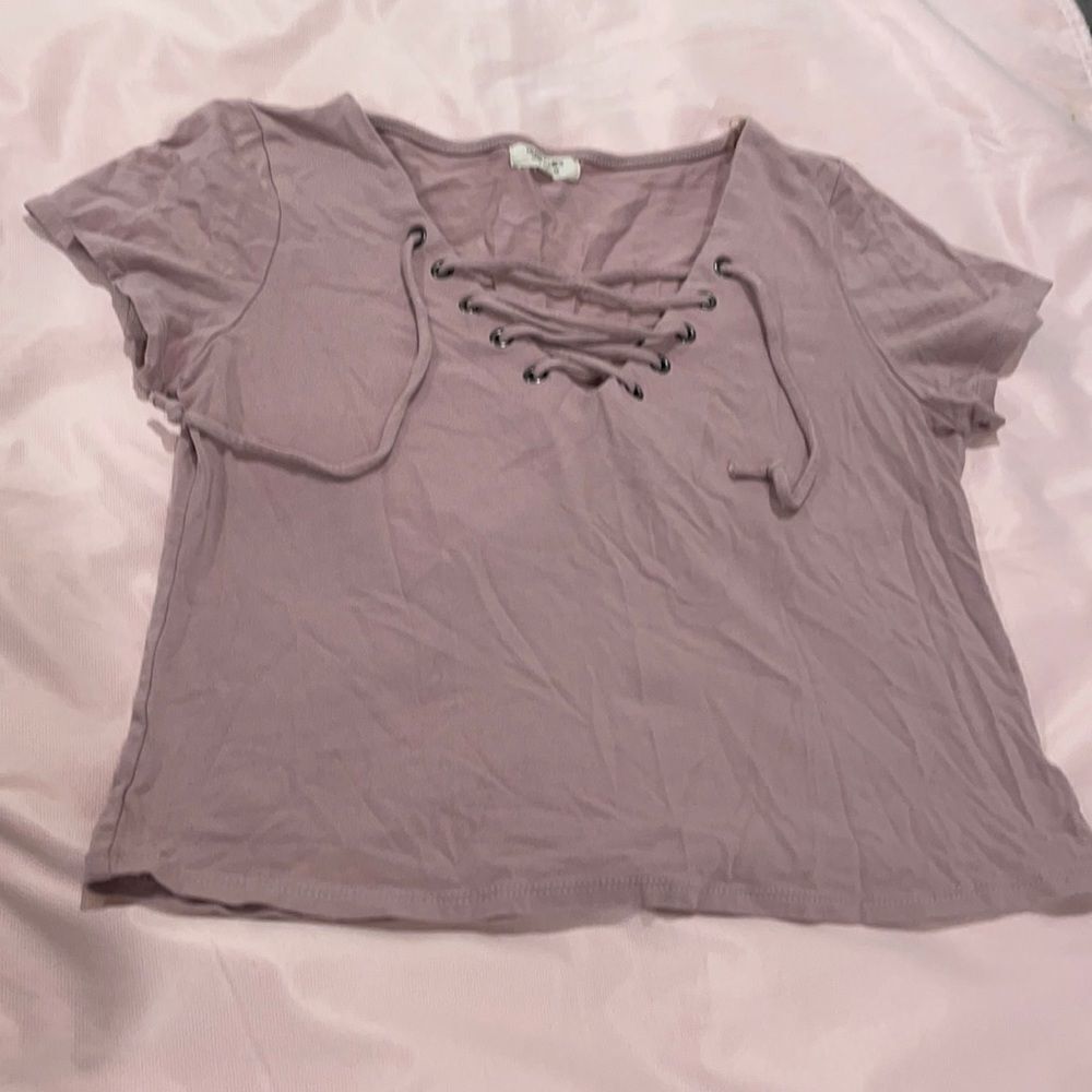 Mauve tie crop top with cap sleeves